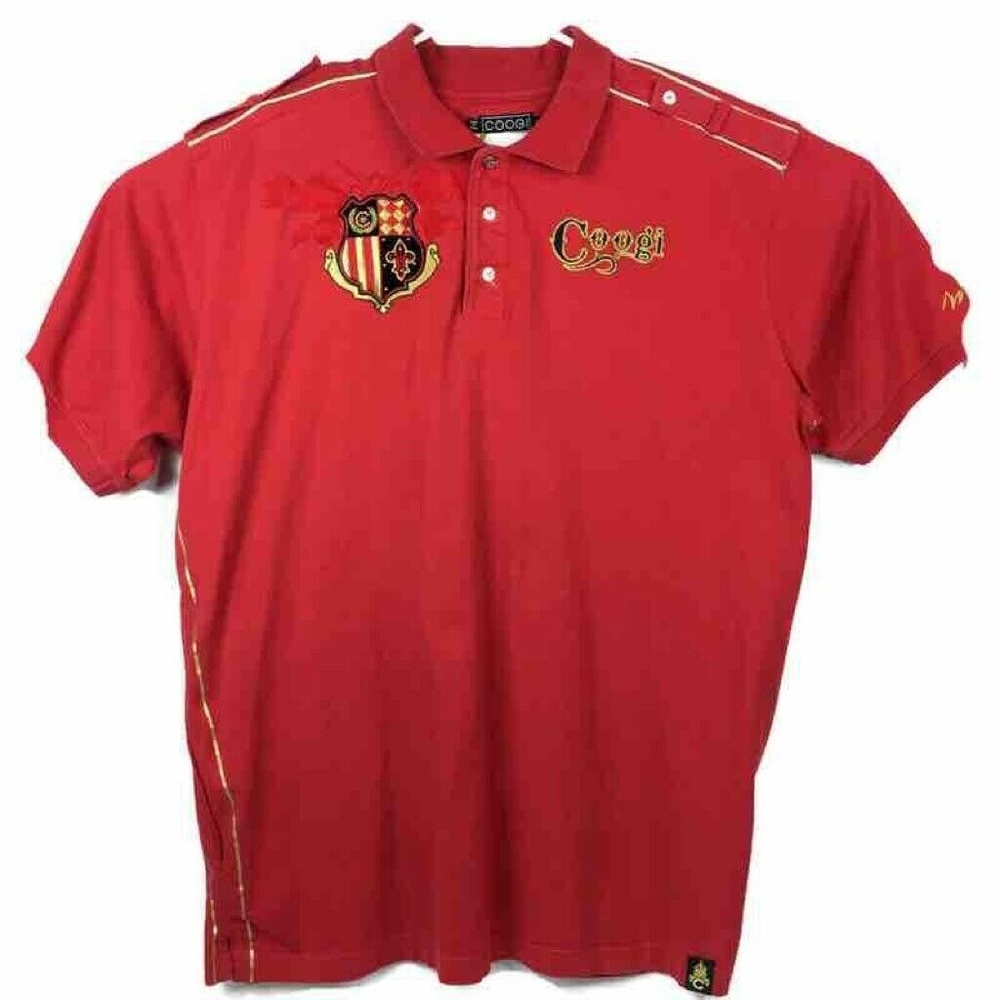 COOGI Mens Polo Shirt Red Embroidered Emblem 3XL